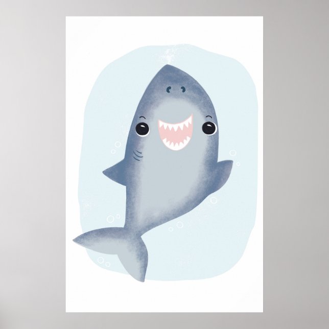 Baby Shark Towel for kids boys Ocean themed room Poster (Front)