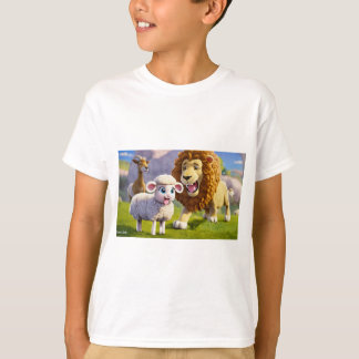 Baby Sheep and Lion Kids' T-Shirt - Cute and Cosy