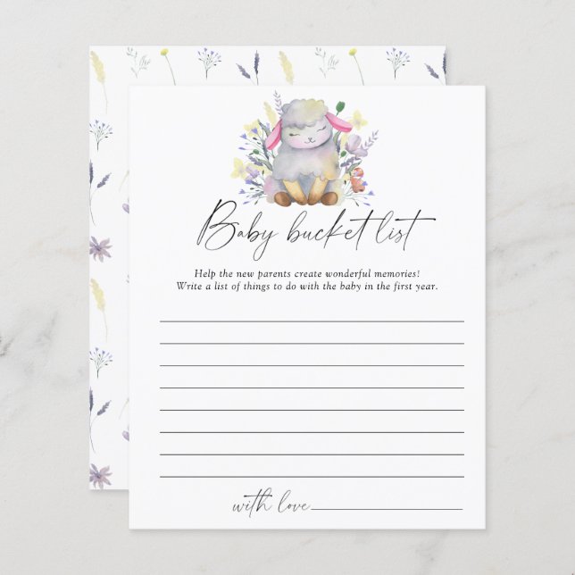 Baby Sheep - Baby bucket list game (Front/Back)