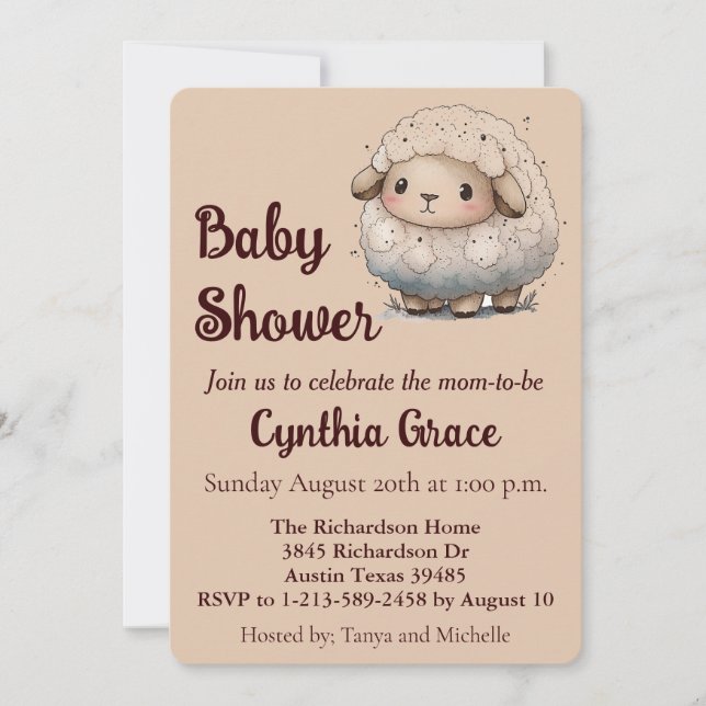 Baby Sheep Baby Shower Invitation (Front)