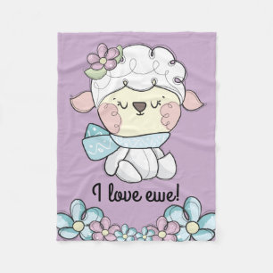 Baby Sheep Love Ewe You Kids Fleece Blanket