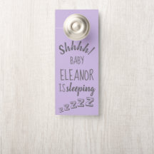 Baby Shhh Sleeping Lavender Door Hanger