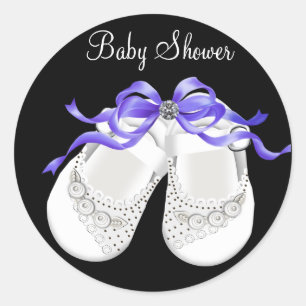 Baby Shoes Black Purple Baby Girl Shower Stickers