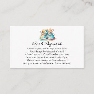 Baby Shoes Blue Boy Baby Shower Book Request Enclosure Card