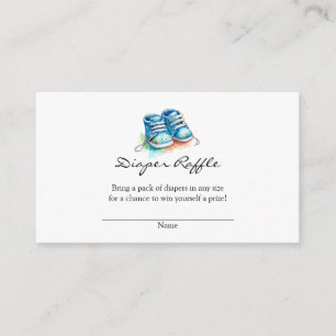 Baby Shoes Blue Boy Baby Shower Diaper Raffle Enclosure Card