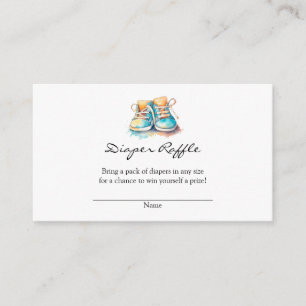 Baby Shoes Blue Boy Baby Shower Diaper Raffle Enclosure Card