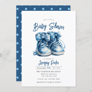 Baby Shoes Blue Boy Baby Shower Invitation