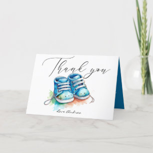 Baby Shoes Blue Boy Baby Shower Thank You Card