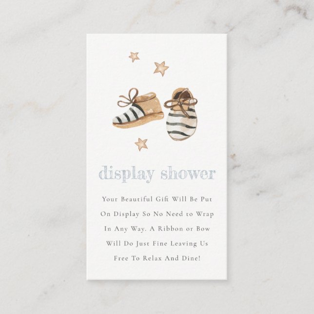  Baby Shoes Blue Essentials Display Baby Shower Enclosure Card (Front)