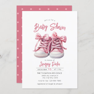Baby Shoes   Pink Girl Baby Shower Invitation