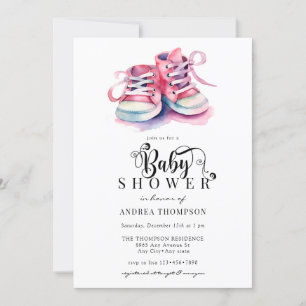 Baby Shoes   Pink Girl Baby Shower Invitation