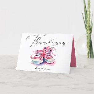 Baby Shoes Pink Girl Baby Shower Thank You Card