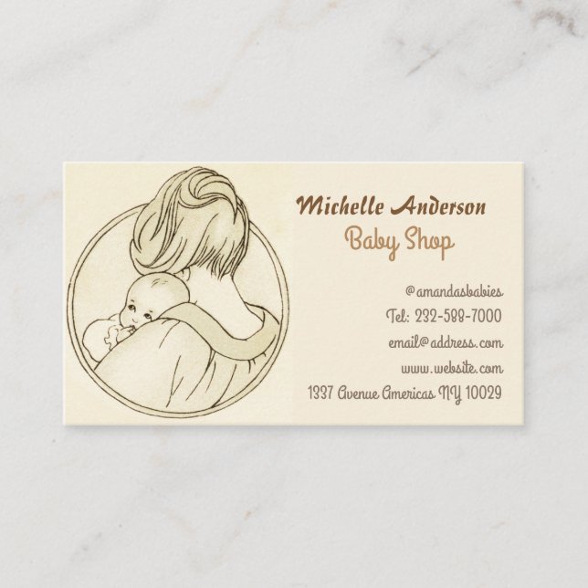 Baby shop and baby care business card (Front)