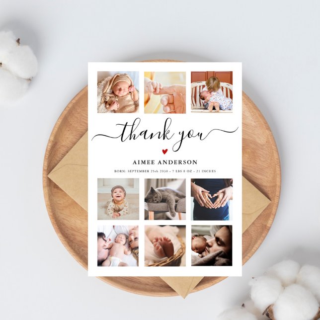 Baby shower 9 photo collage thank you chic script (Creator Uploaded)