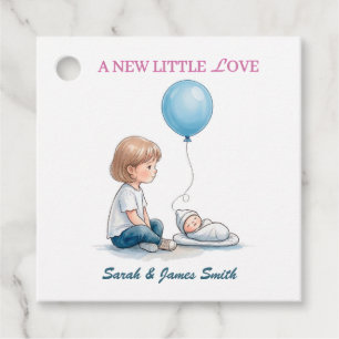 Baby Shower A New Little Love (Sibling) Favour Tags
