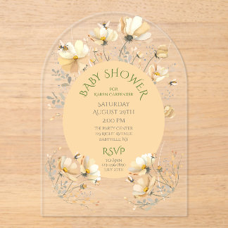 Baby Shower Acrylic Arch Invite Bee's Meadow Invitations