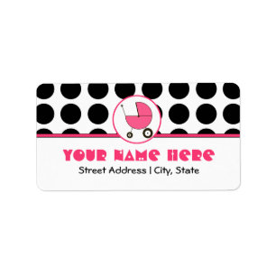 Baby Shower Address Label - Polka Dot and Pink