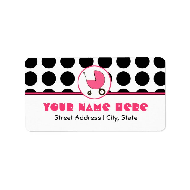 Baby Shower Address Label - Polka Dot and Pink (Front)