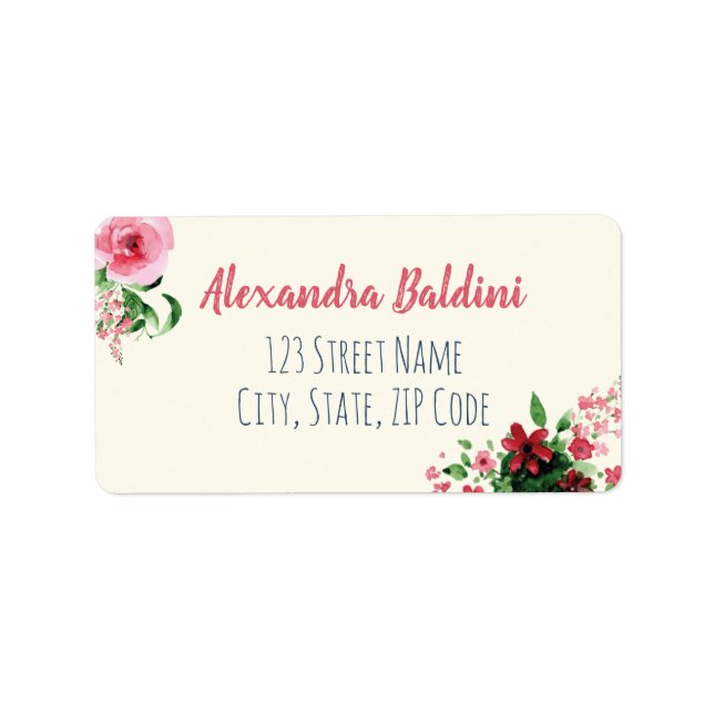Baby Shower Address Labels Floral Pink (Front)