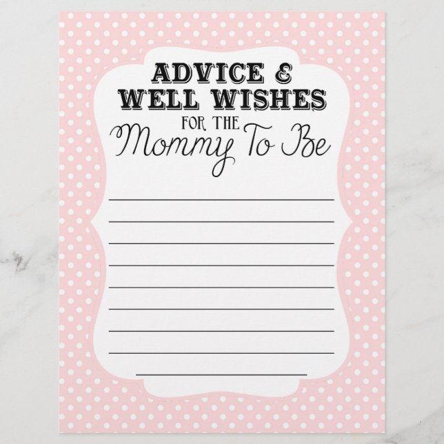Baby Shower Advice and Wishes for Mummy to be (Front)