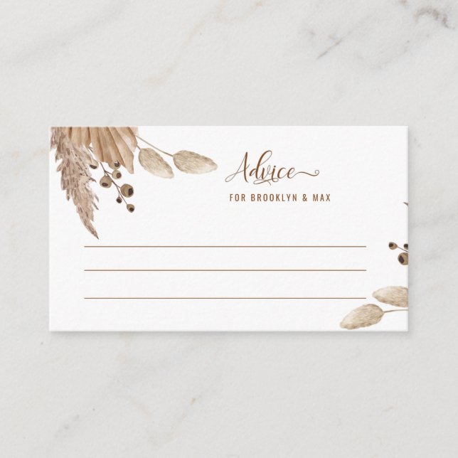 Baby Shower Advice Brown & Pink Enclosure Card (Front)