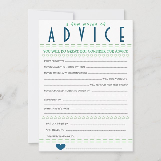 Baby Shower Advice Card (Front)