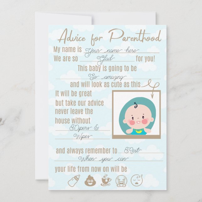 Baby shower advice  card (Back)