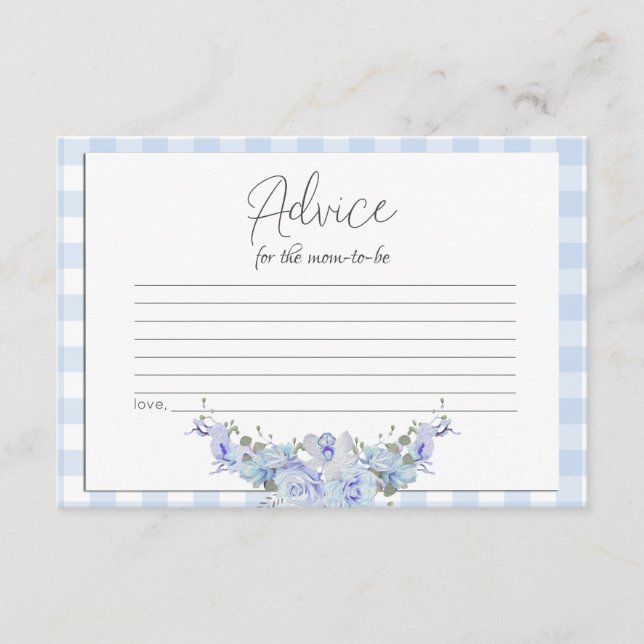 Baby Shower Advice Card | BOHO Baby Shower Blue (Front)