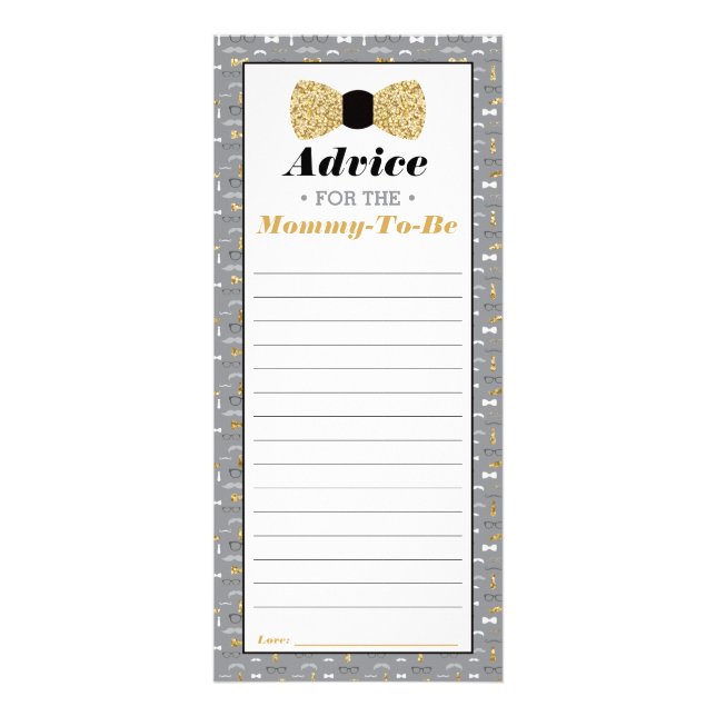 Baby Shower Advice Card, Bow Tie Rack Card (Front)