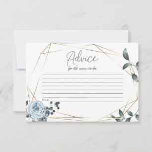 Baby Shower Advice Card Dusty Blue Floral