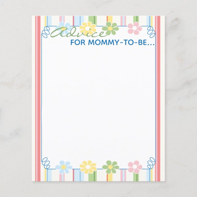 Baby Shower Advice Card "Flowers & Stripes" (Front)