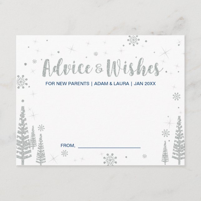 Baby Shower Advice Card for the mum, parents (Front)