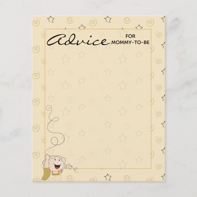 Baby Shower Advice Card "Gold Black Stars" (Front)