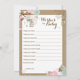 Baby Shower Advice Card - Hanging Cages & Jars