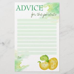 Baby shower advice card hatching soon dino egg