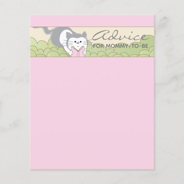 Baby Shower Advice Card "Pink Cat Storybook" (Front)