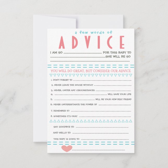 Baby Shower Advice Cards (Front)