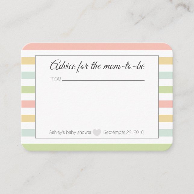 Baby shower advice for mum enclosure card (Front)