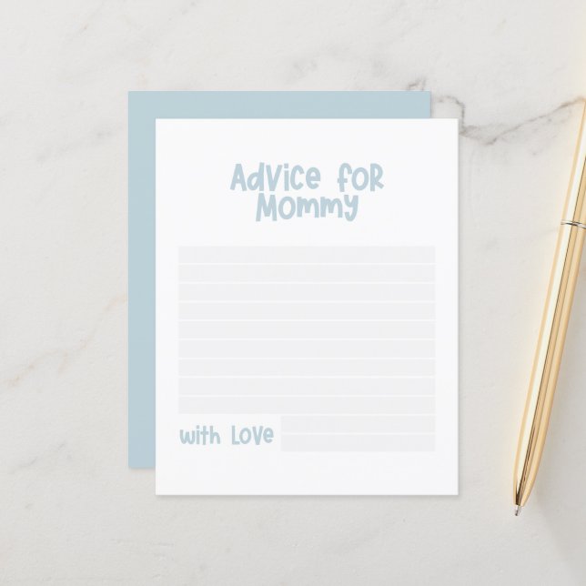 Baby shower advice for mummy modern baby blue (Front/Back In Situ)