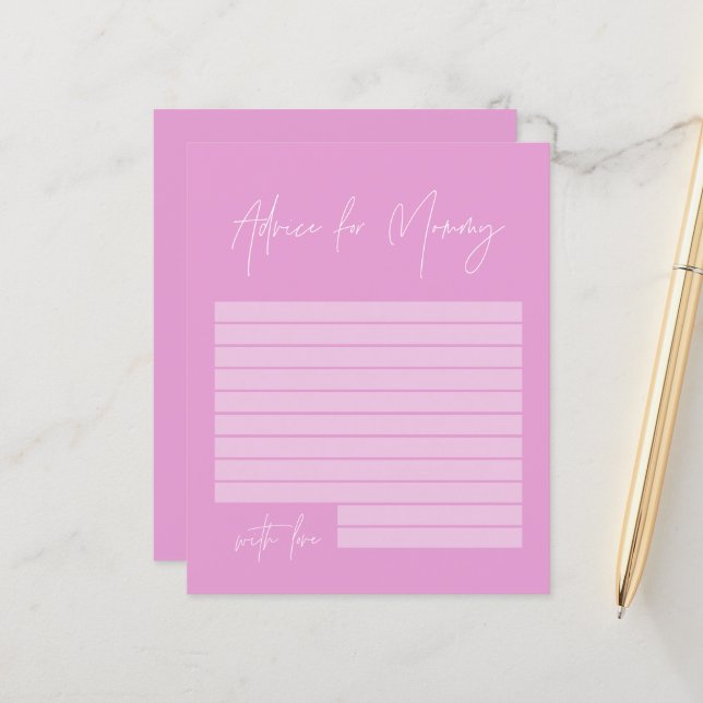 Baby shower advice for mummy modern girly bright  (Front/Back In Situ)