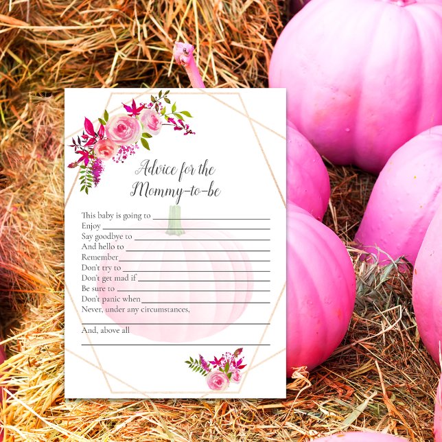 Baby Shower Advice for Mummy to Be Pumpkin Florals Invitation (Creator Uploaded)