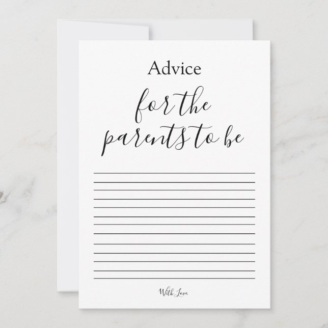 Baby Shower Advice for the Parents Card (Front)