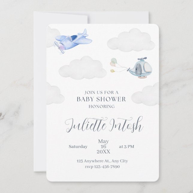 Baby Shower Aeroplane Invite (Front)