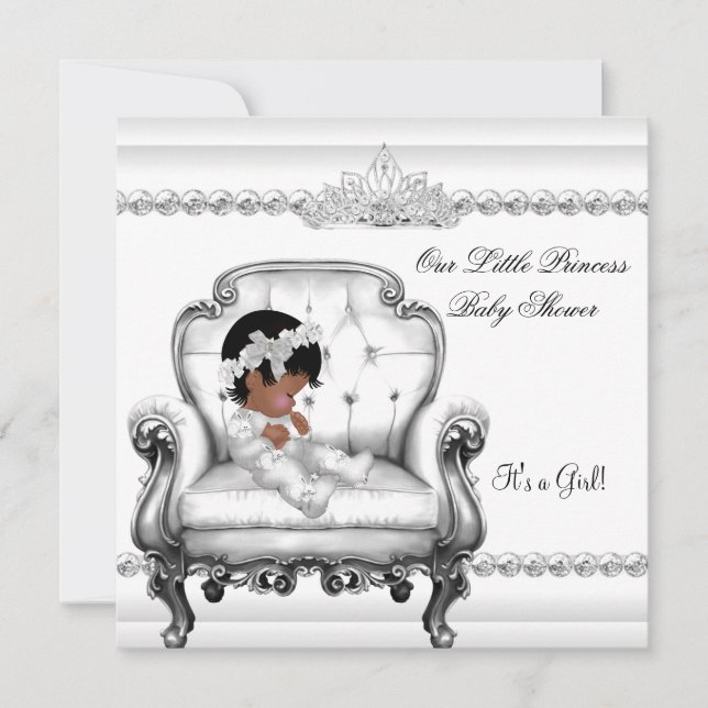 Baby Shower African American Princess Girl Chair Invitation (Front)