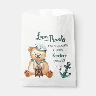 Baby shower Ahoy it's a boy teddy bear nautical Favour Bags