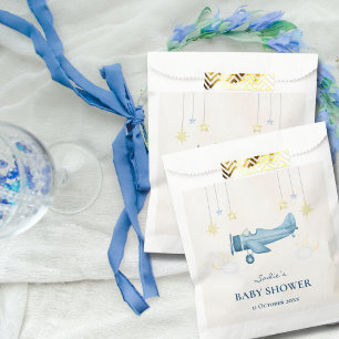 Baby Shower Airplane Clouds Stars Cute Blue Modern Favour Bags