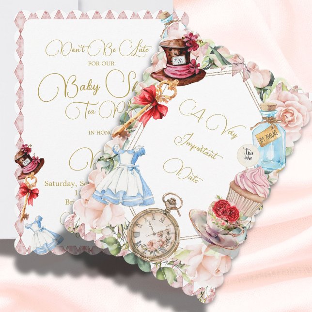 Baby Shower Alice In Wonderland Pink Floral Invitation (Creator Uploaded)