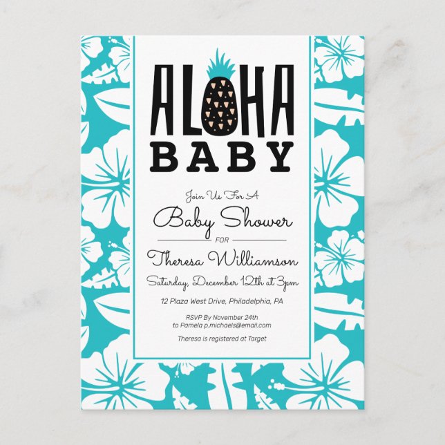 BABY SHOWER | Aloha Welcome Baby Postcard (Front)