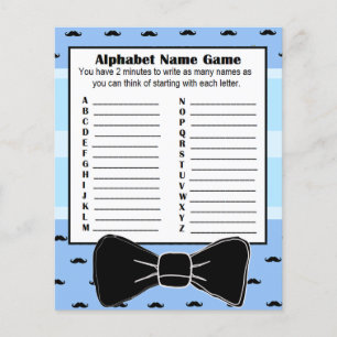 Baby Shower Alphabet Name BINGO Game  Moustache Flyer