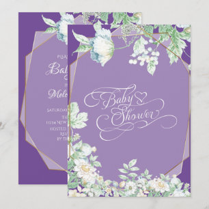 Baby Shower    Amethyst Violet Wildflowers Berries Invitation